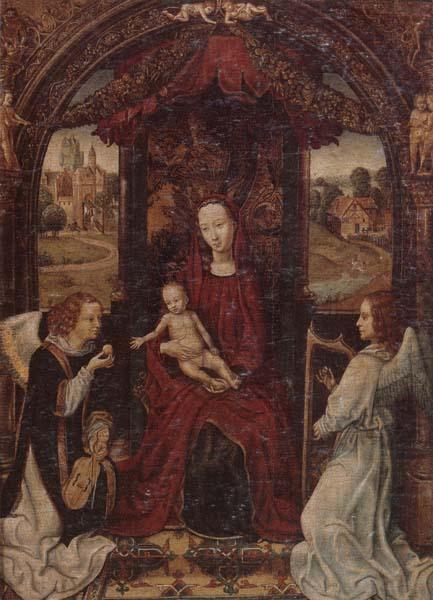 unknow artist The madonna and child enthroned,attended by angels playing musical instruments oil painting picture